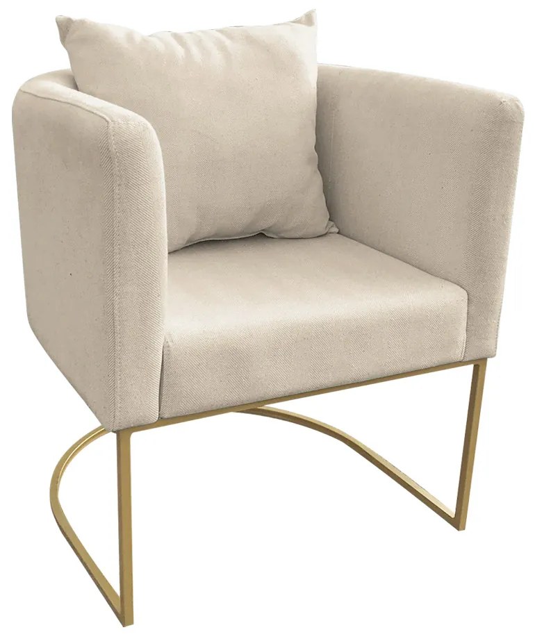 Poltrona Paola Linho Base Metálica Dourado D03 - D'Rossi - Grosso Bege A19