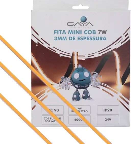 Fita De Led Mini Cob 7W Por Metro 24V Irc90 5 Metros - LED BRANCO NEUTRO (4000K)