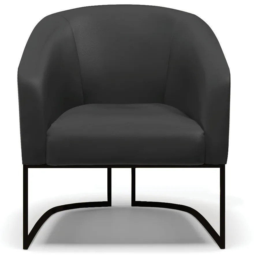 Poltrona Decorativa Industrial Preto Kit 2 Stella Sintético D03 - D'Rossi - Preto