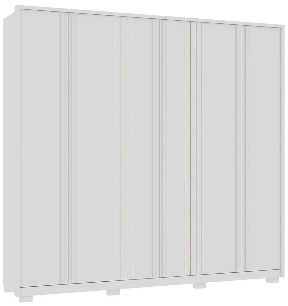 Guarda Roupa Casal Nilus 250cm com 6 Portas 4 Gavetas Ripado MDP Branco G11 - Gran Belo