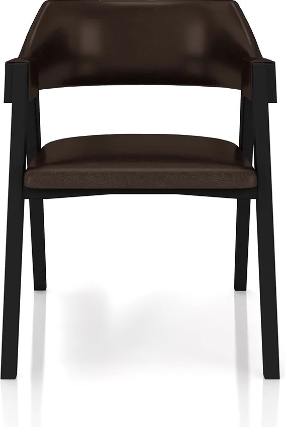Cadeira Sala de Jantar e Jogos Carteados Madeira Maciça Poker PU Marrom/Preto G42 - Gran Belo