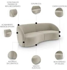 Sofá 4 Lugares Orgânico 318cm e Poltrona Zion Z32 Veludo Bege - Mpozen