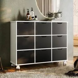 Nicho Organizador com Rodízios Toys 9 Gavetas Q01 Branco/Preto - Mpoze