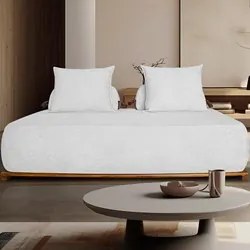Sofá 3 Lugares 220cm Ilha Base Madeira Viero S06 Boucle Branco - Mpoze