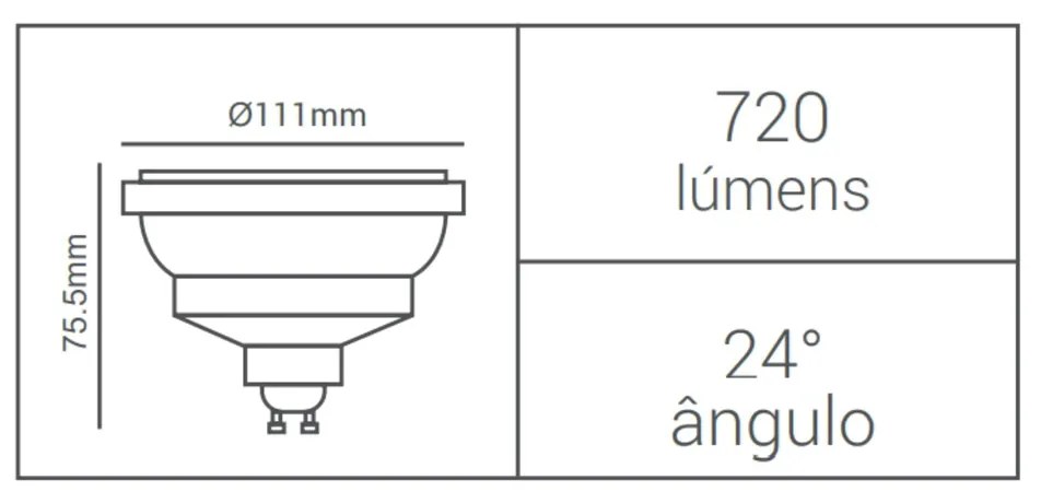 Lâmpada Ar111 12W 720Lm 2700K 24° Bivolt | Opus Lp 37288