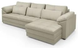 Sofá Retrátil 4 Lugares Para Sala 332cm Dijon Couro Creme S07 - Mpozen