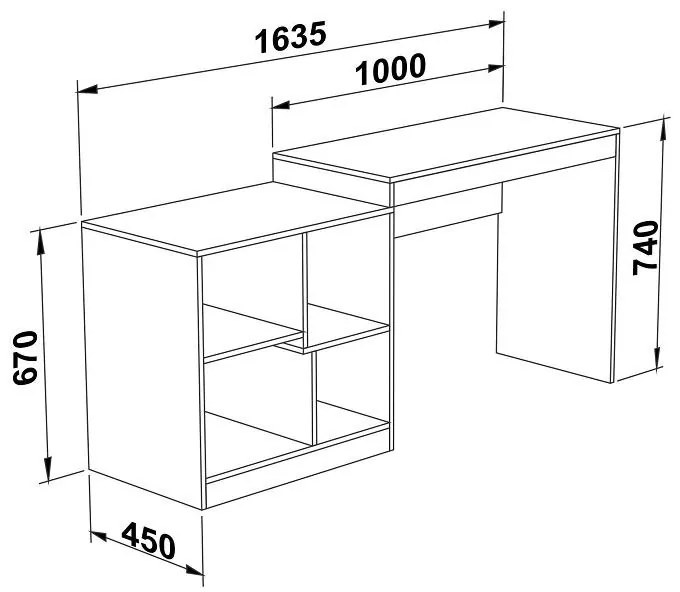 Mesa Escrivaninha 4 Nichos Home Office Multifuncional Cast