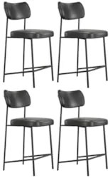 Banqueta Cozinha Média Kit 4 Milli Sintético Preto A14 - Mpozenat