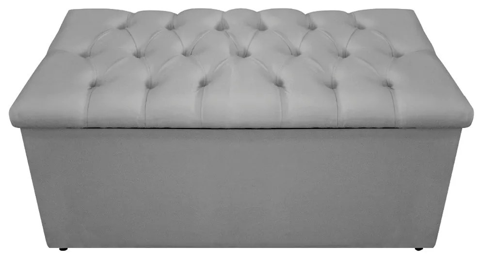 Recamier Baú Estofada Mel 90 cm Solteiro Com Capitonê  Suede Cinza - ADJ Decor