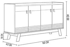 Buffet Aparador Para Sala 4 Portas Luzzo L06 Nature/Off White - Mpozen