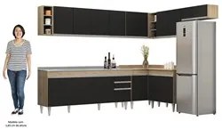 Armário de Cozinha Modulado de Canto 8 Peças CP27 com Pia Inox Castanh