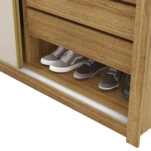 Guarda Roupa Com Espelho Dubai 2 Portas De Correr Nature/Fendi - Vila Rica Móveis