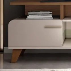 Rack Bancada de TV 60 Pol 160cm Essenza Castanho/Off White - HB Móveis