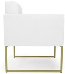 Poltrona Base Industrial Dourado Kit 2 Ana Sintético Branco - Ibiza