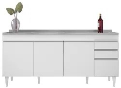 Balcão Gabinete Com Pia 180cm Dallas Branco - Lumil