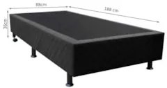 Base Box para Cama Solteiro 88x188cm Liz S05 Suede Bordado Preto - Mpo