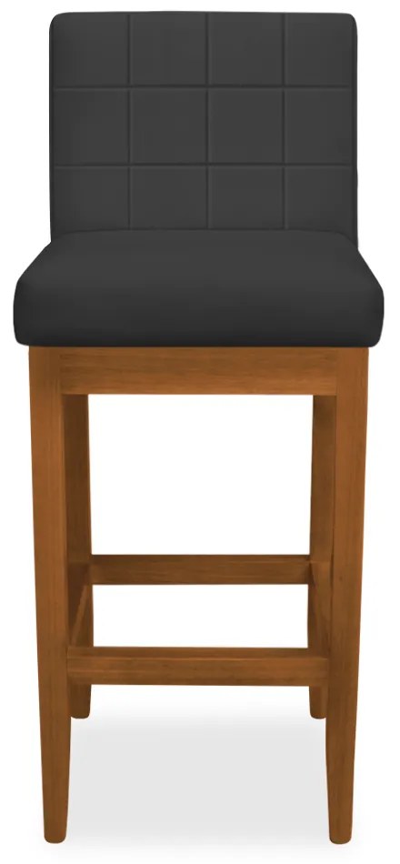Banqueta Alta Sueli Base Madeira Maciça Estofada Suede Preto