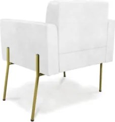 Poltrona Sala Pé Metal Dourado Kit 2 Ana Sintético PU Branco - Ibiza