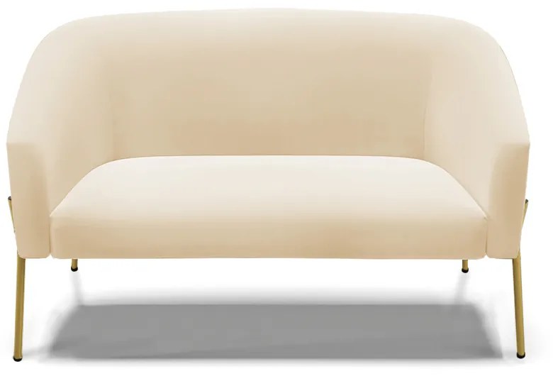 Sofá 2 Lugares Namoradeira Pé de Ferro Dourado Stella Suede Bege D03 - D'Rossi