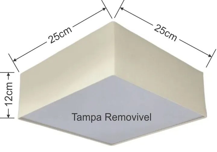 Plafon Quadrado Md-3000 Cúpula em Tecido 25x25X12cm Algodão Crú - Bivolt