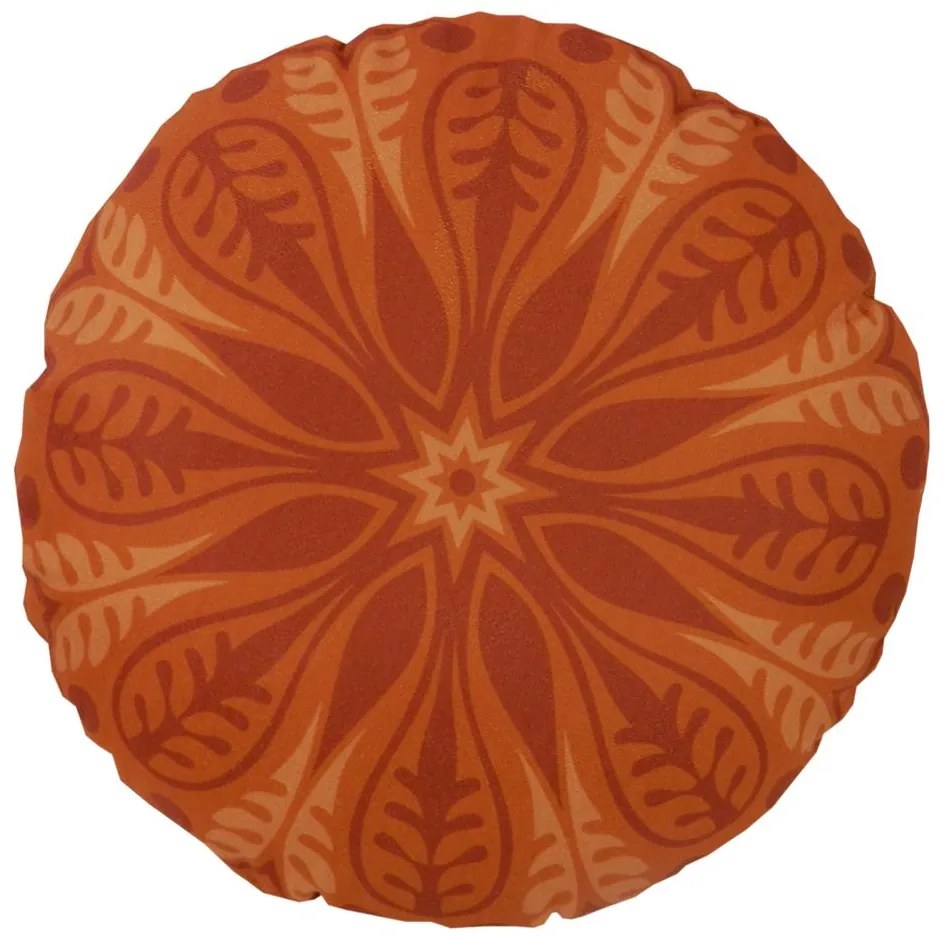 Almofada Redonda Ravi Cheia em Tons Terracota 40x40cm - ARI-0329