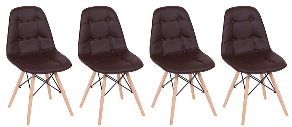 Conjunto 4 Cadeiras Eames Eiffel Botonê Marrom - Conjunto 4 Cadeiras Eames Eiffel Botonê - Marrom