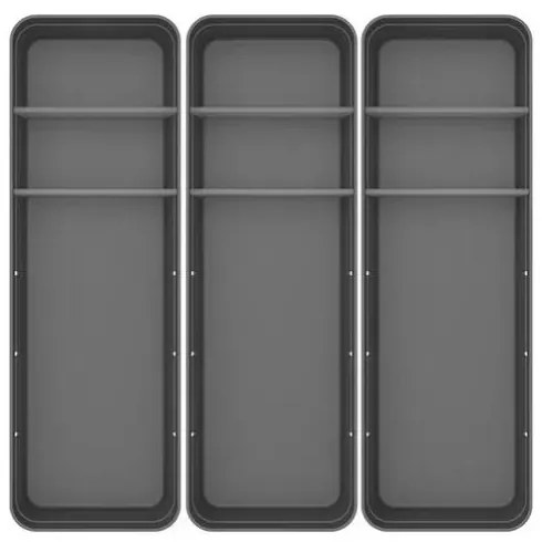 Kit 3 Organizadores De Gavetas Logic Com 2 Divisórias - Chumbo