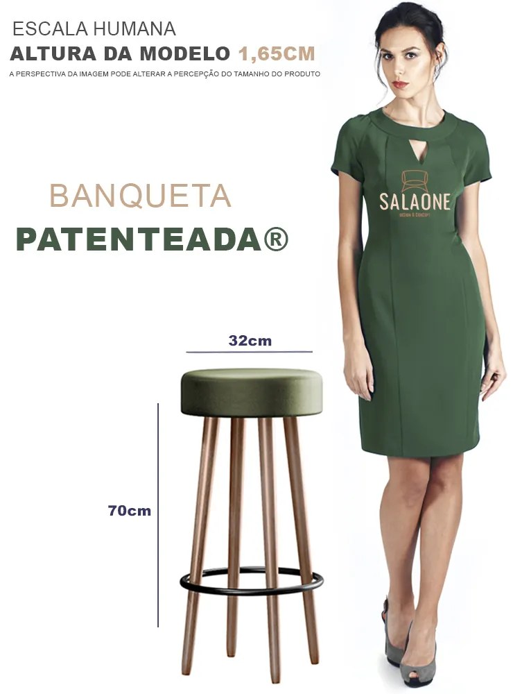 Kit 02 Banquetas Redondas Líbia Corano Verde - D'Rossi