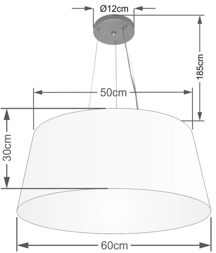 Lustre Pendente Cone Md-4063 Cúpula em Tecido 30/60x50cm Algodão Crú - Bivolt