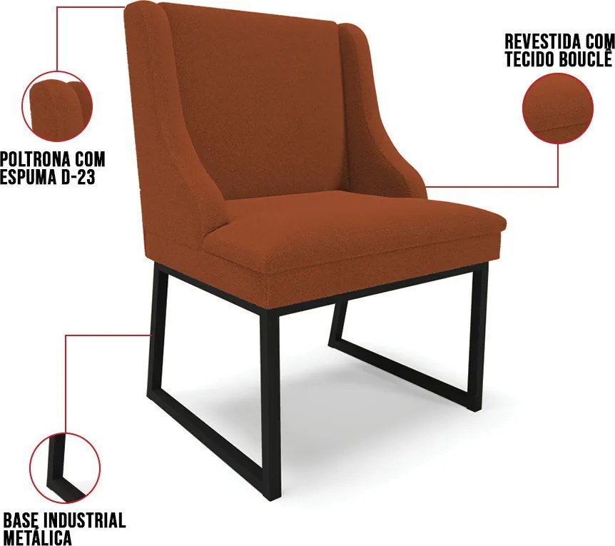 Cadeira Sala de Jantar Industrial Preto kit 6 Liz Bouclê D03 - D'Rossi - Terra