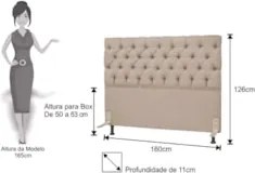 Cabeceira Cama Box Casal Queen 160cm Cristal Linho Bege - MV Estofados