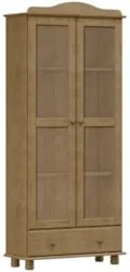 Cristaleira de Madeira 85cm 2 Portas de Vidro Rubia Freijó F07 - Mpoze