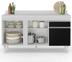 Balcão Gabinete para Pia com Tampo 150cm 3 Portas 1 Gaveta Dakota Bran