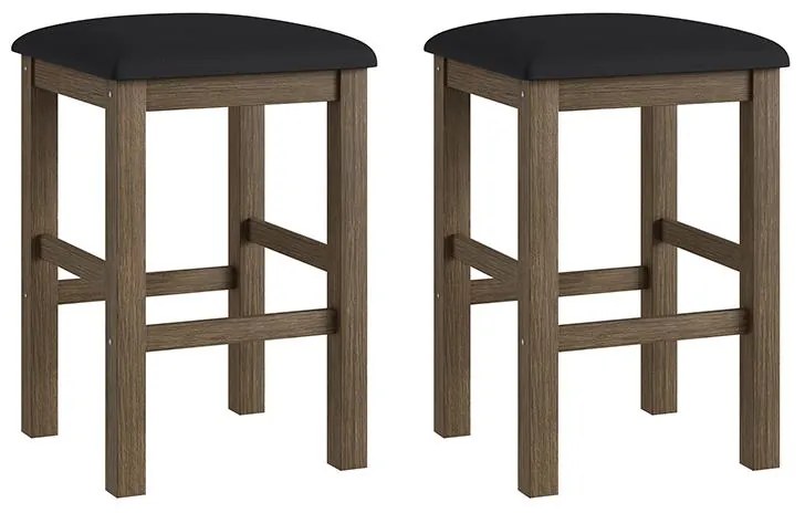 Conjunto 2 Banquetas Estofadas Madeira Espuma - Ameixa Negra/preto