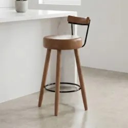 Banqueta Alta Estofada Pés Palito Tília Sintético Amarula S08 - Mpozen