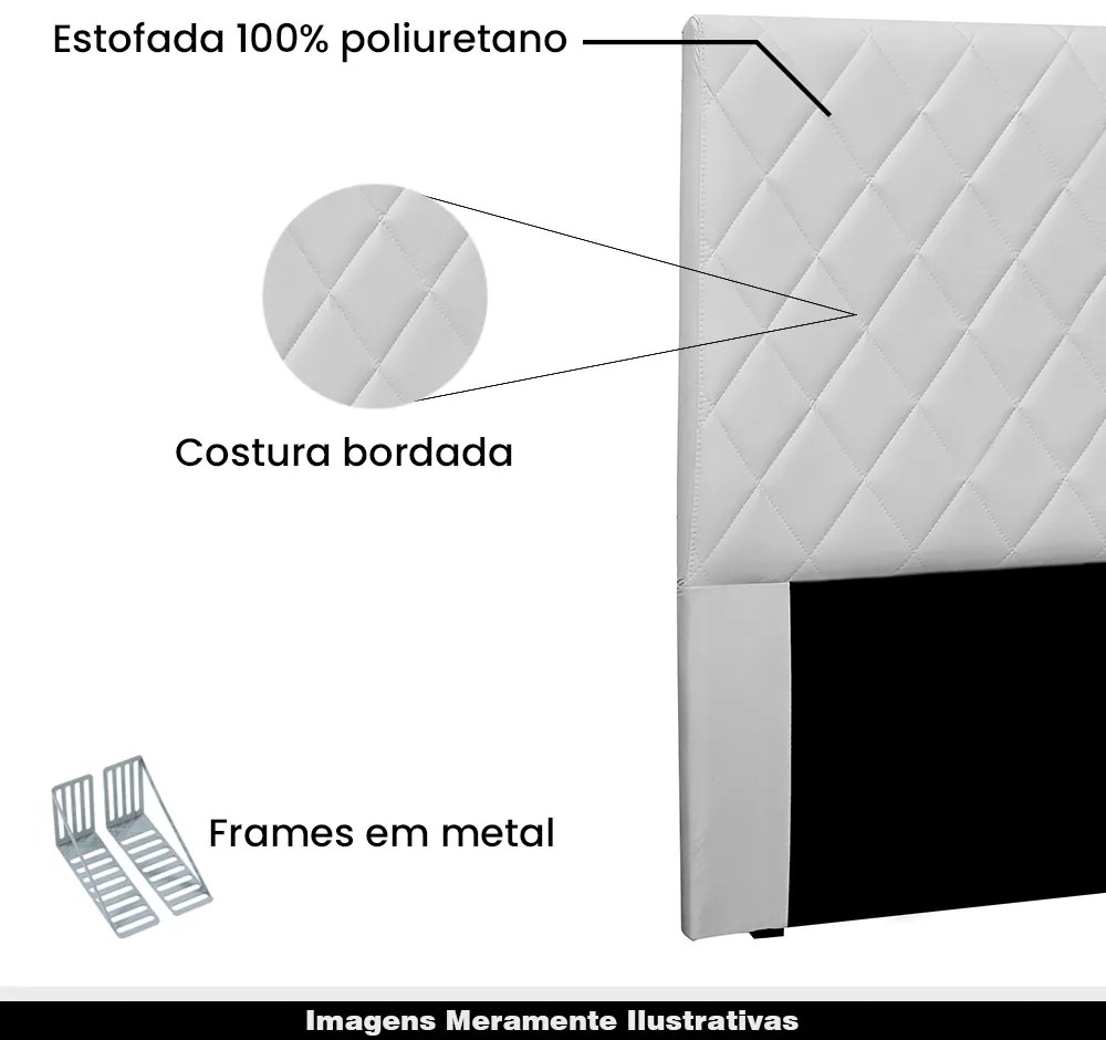 Cabeceira Decorativa King Size 1,95M Baelon Pu Branco G63 - Gran Belo