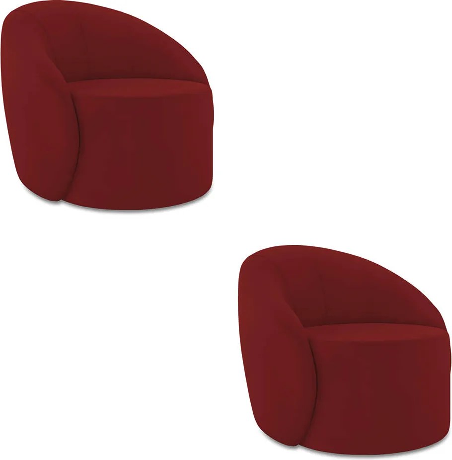 Poltrona Decorativa Orgânica Kit 2 Lua Veludo D03 - D'Rossi - Marsala