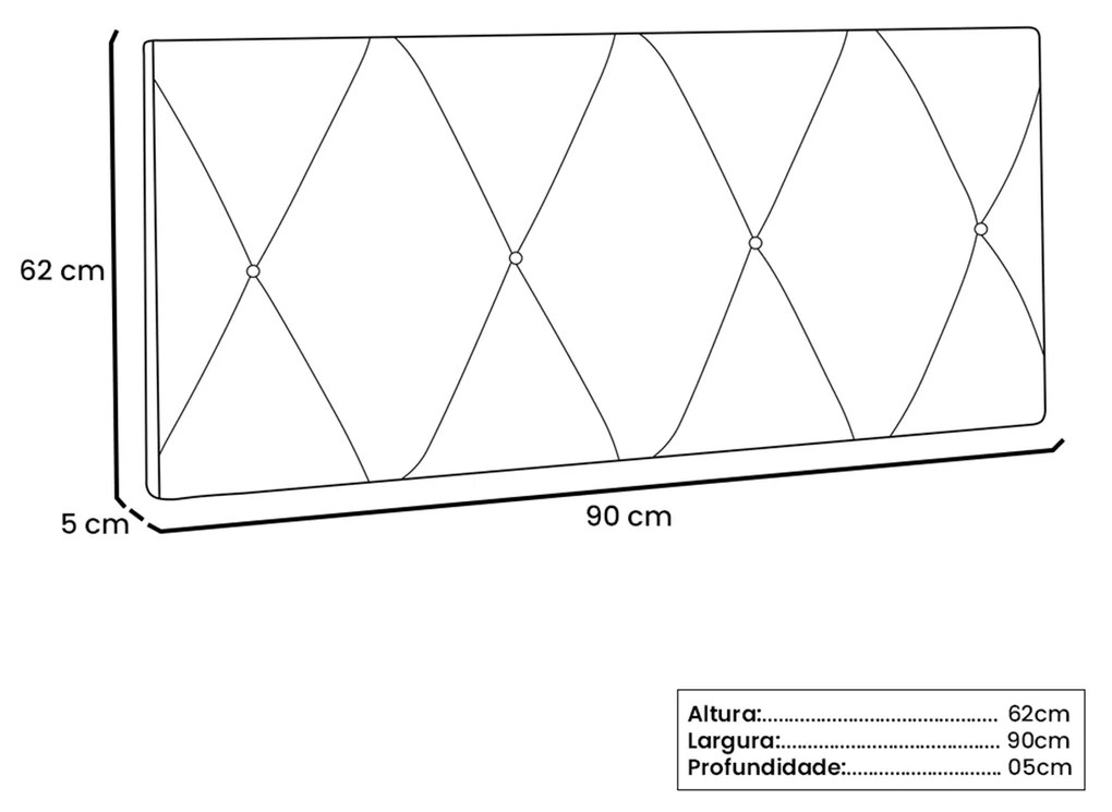 Painel Cama Solteiro Serena 90cm Suede - ADJ Decor