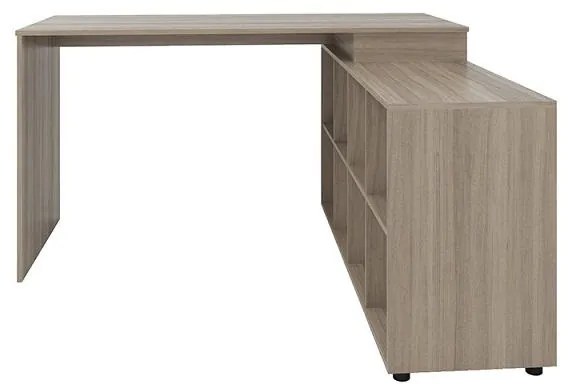 Mesa Escritório L  Escrivaninha Diretor 8 Nichos Amadeirado