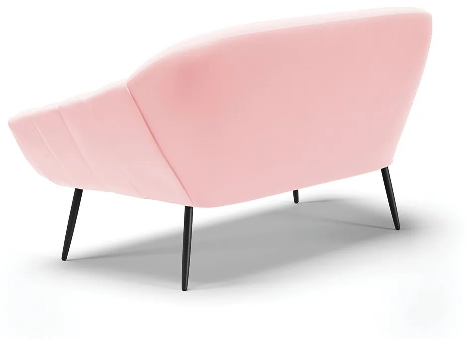 Namoradeira 02 Lugares Giovana Suede Rosa Bebê Pés Palito de Ferro - D'Rossi