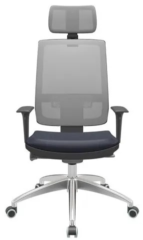 Cadeira Office Brizza Tela Cinza Com Encosto Assento Facto Dunas Azul Marinho Autocompensador 126cm - 63213 Sun House
