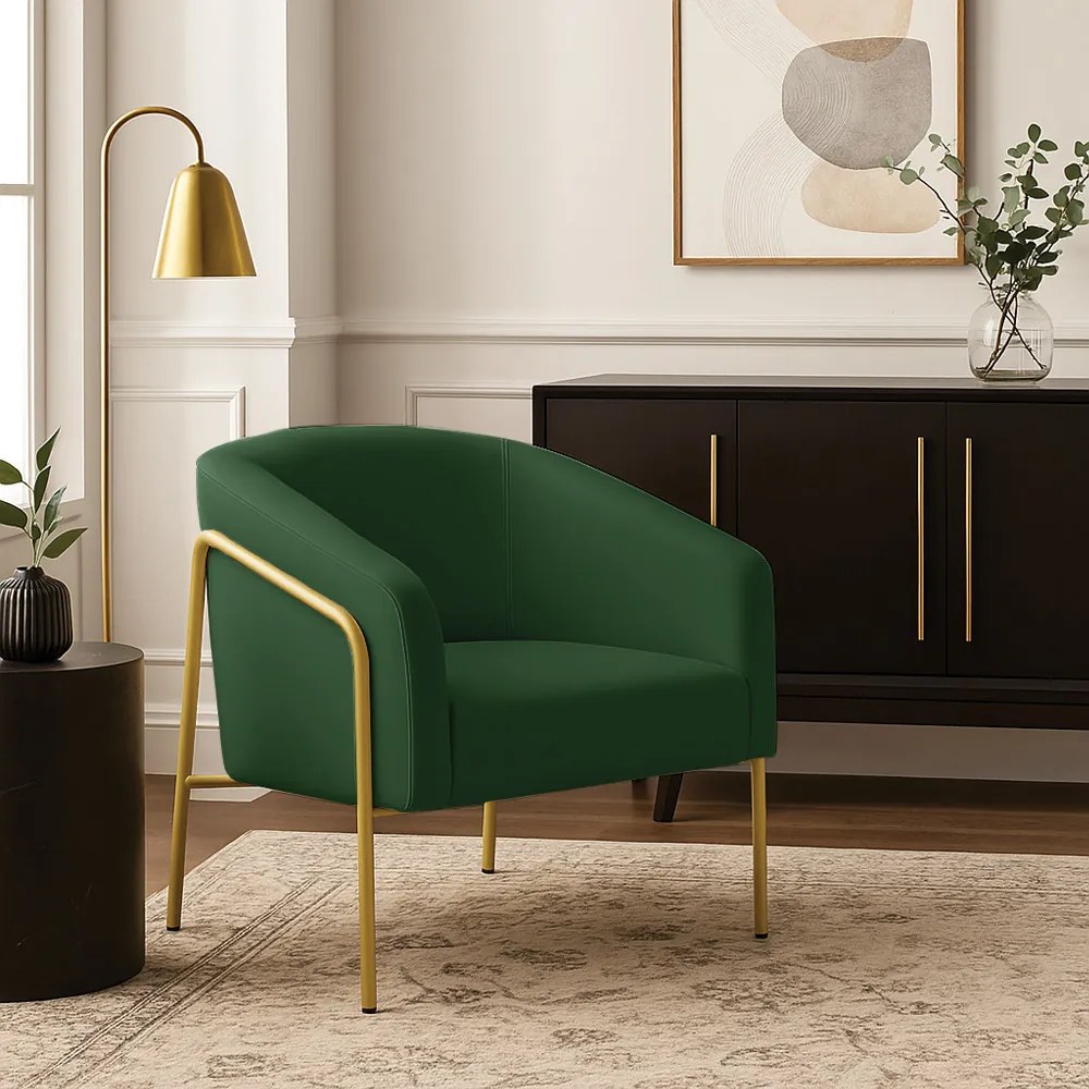 Poltrona Sala Industrial Alta Dourado Stella Veludo D03 - D'Rossi - Marsala