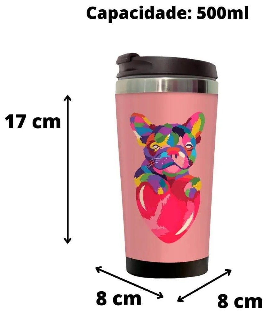Copo Térmico 500ml Inox Colorful Bulldog
