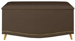 Calçadeira Baú Solteiro 90cm com Tachas Imperial J02 Veludo Chocolate