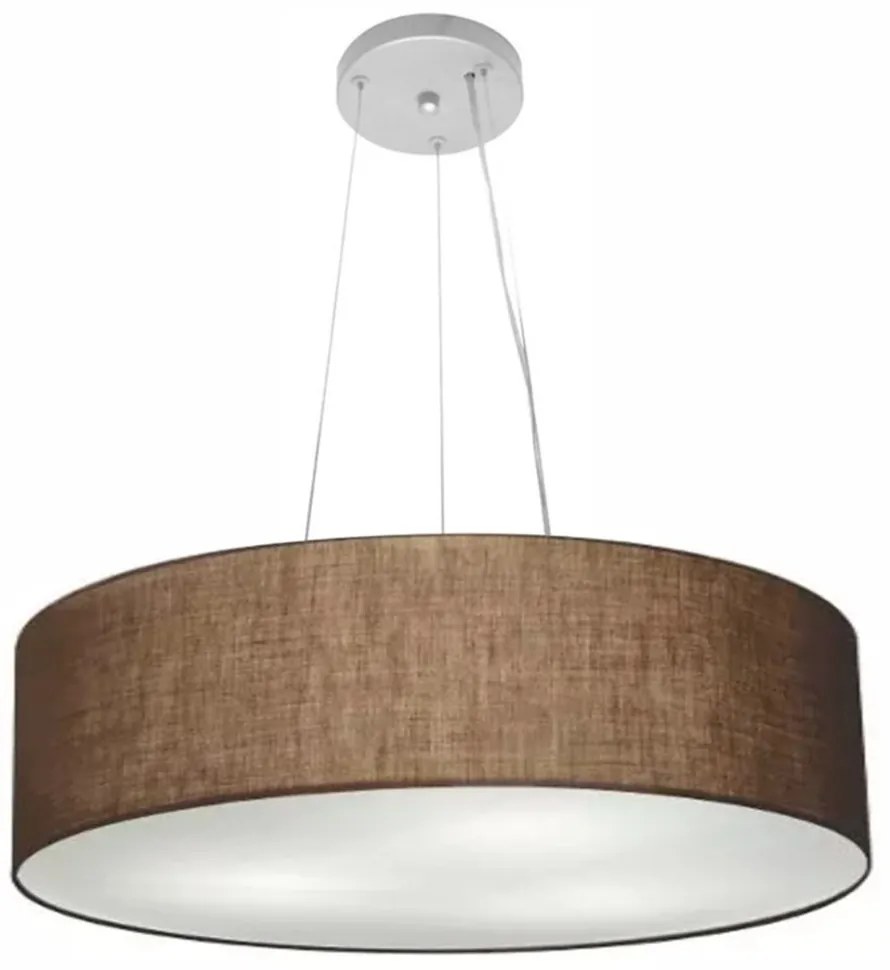 Lustre Pendente Cilíndrico Md-4190 Cúpula em Tecido 55x15cm Café - Bivolt
