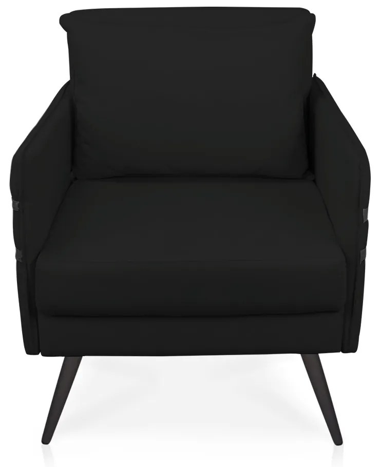 Kit 02 Poltronas Mari Suede Preto Pés Palito de Ferro Preto - D'Rossi