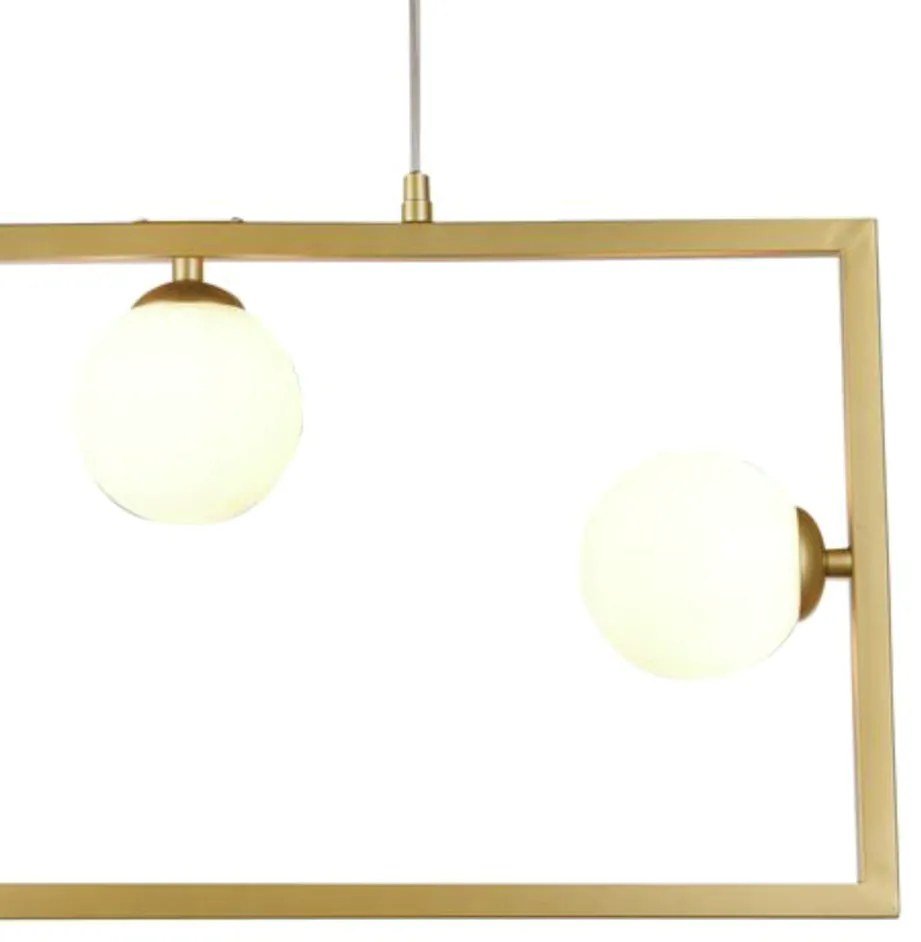 Pendente Balanço 30X60Cm 3Xg9 Retangular Horizontal Metal Dourado Vidr...