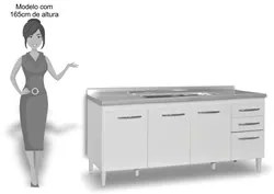 Balcão Gabinete Áustria 160cm sem Tampo 4 Portas 2 Gavetas Branco - Lu
