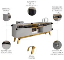Rack Bancada Para TV 75 Pol 180cm Rita Off/Naturalle B02 - Mpozenat