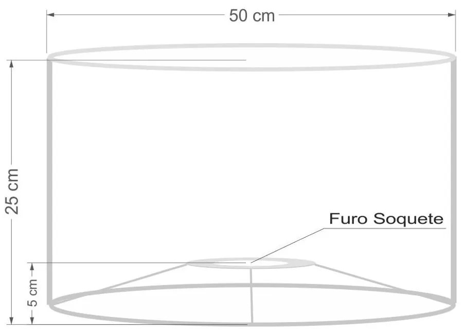 Cúpula Abajur Cilíndrica Cp-7024 Ø50x25cm Algodão Crú